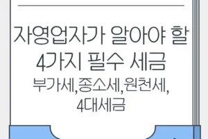 자영업자 세금  필수 4가지 세금: 부가세,종소세,원천세,4대보험