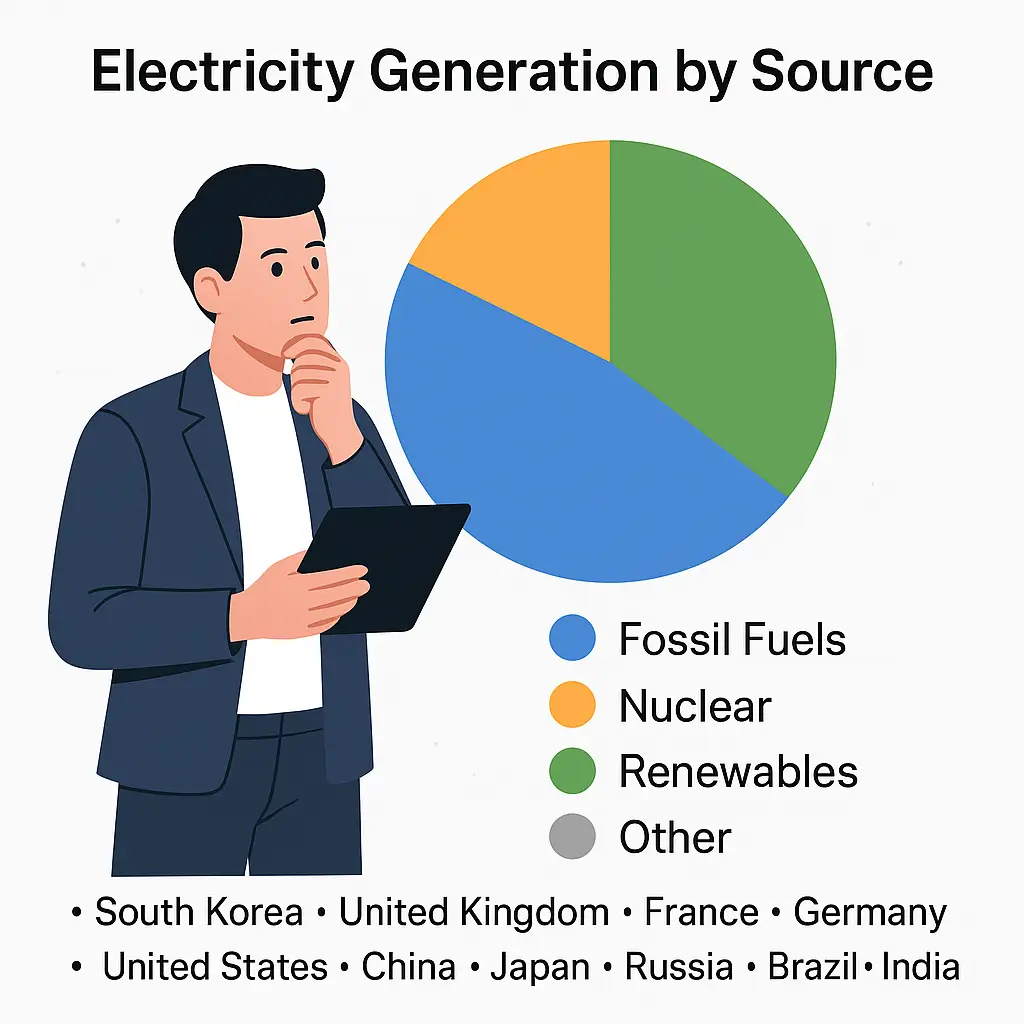 전세계 주요국 전력생산 구조