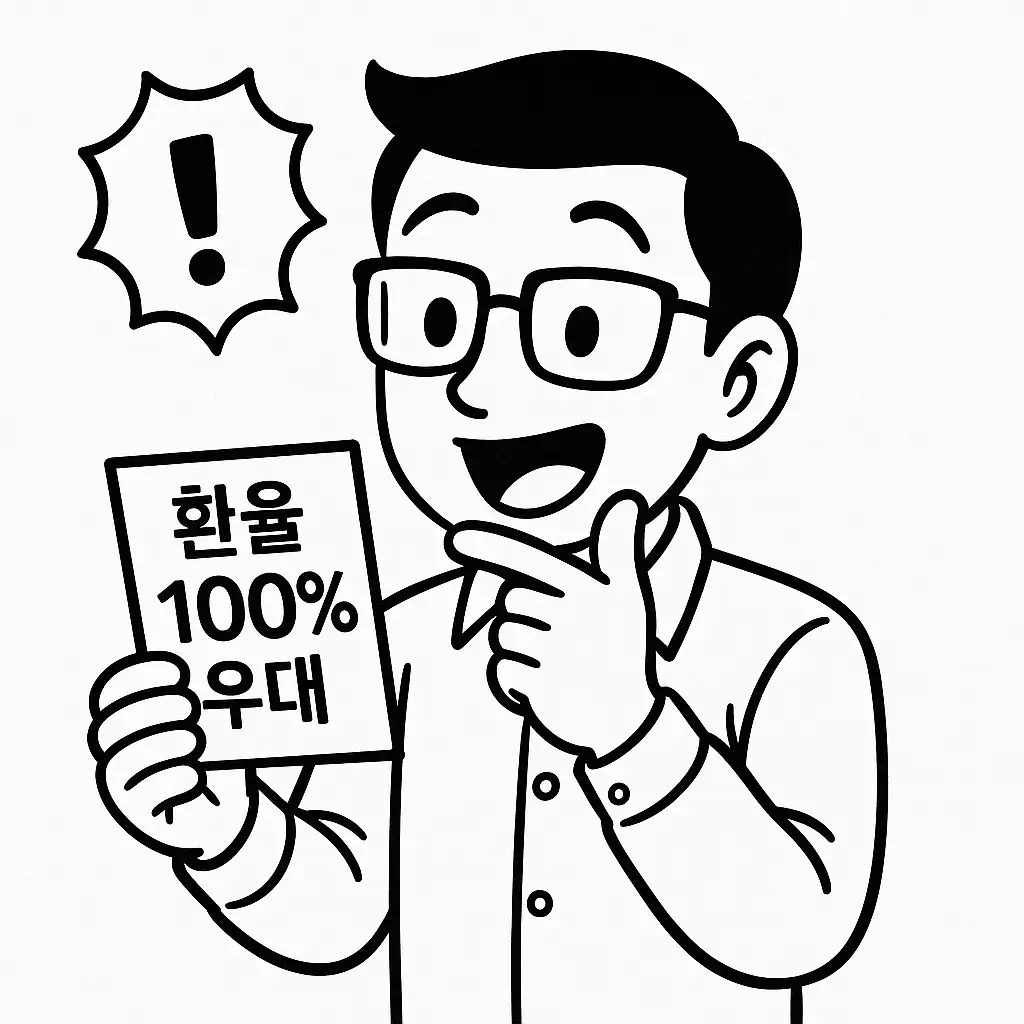 환율 100% 우대 에 놀란남자