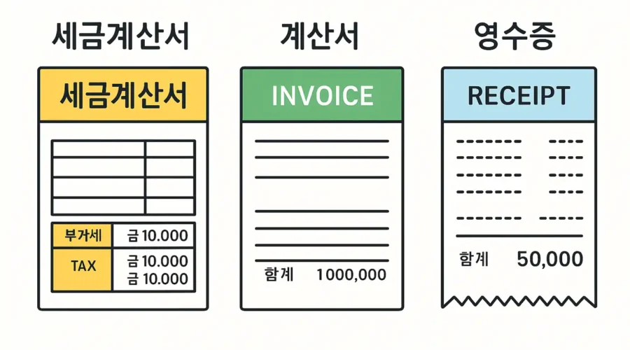 세금계산서, 계산서, 영수증 차이 완벽정리